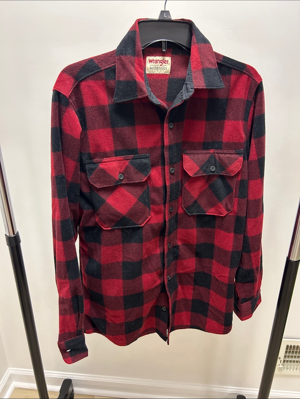 Wrangler Red and Black Plaid Flannel Shirt Jacket